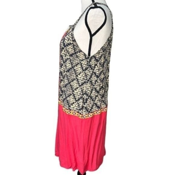 THML Anthropologie Tribal Print Sleeveless Midi Dress w/ Drawstring Accent Sz L - Picture 2 of 16